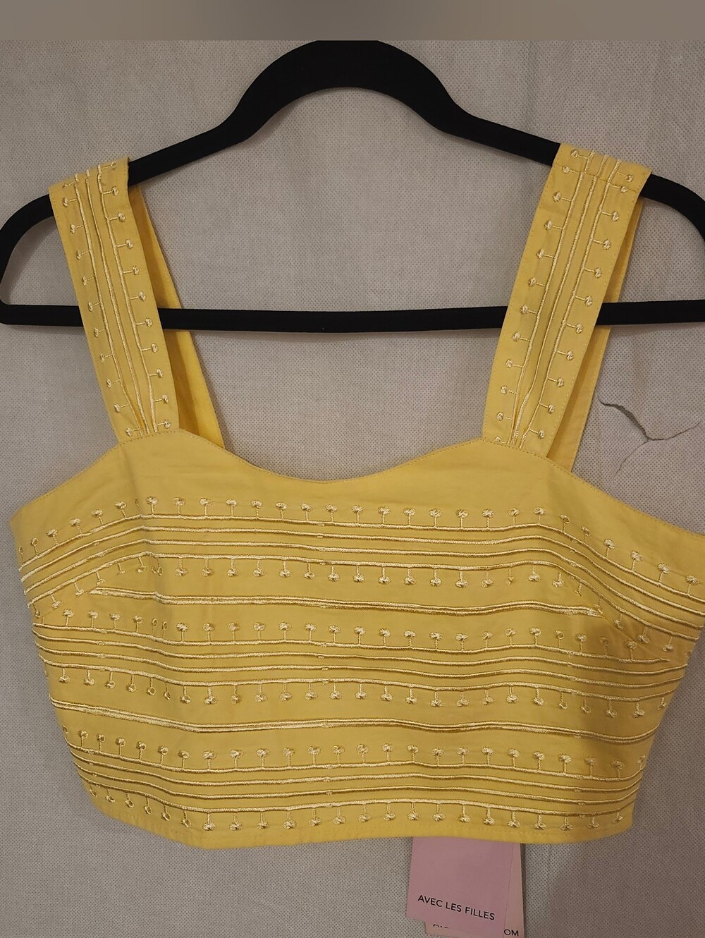 Avec Les FillesWomen's Cotton Embroidered Square-Neck Tank Top Sz M